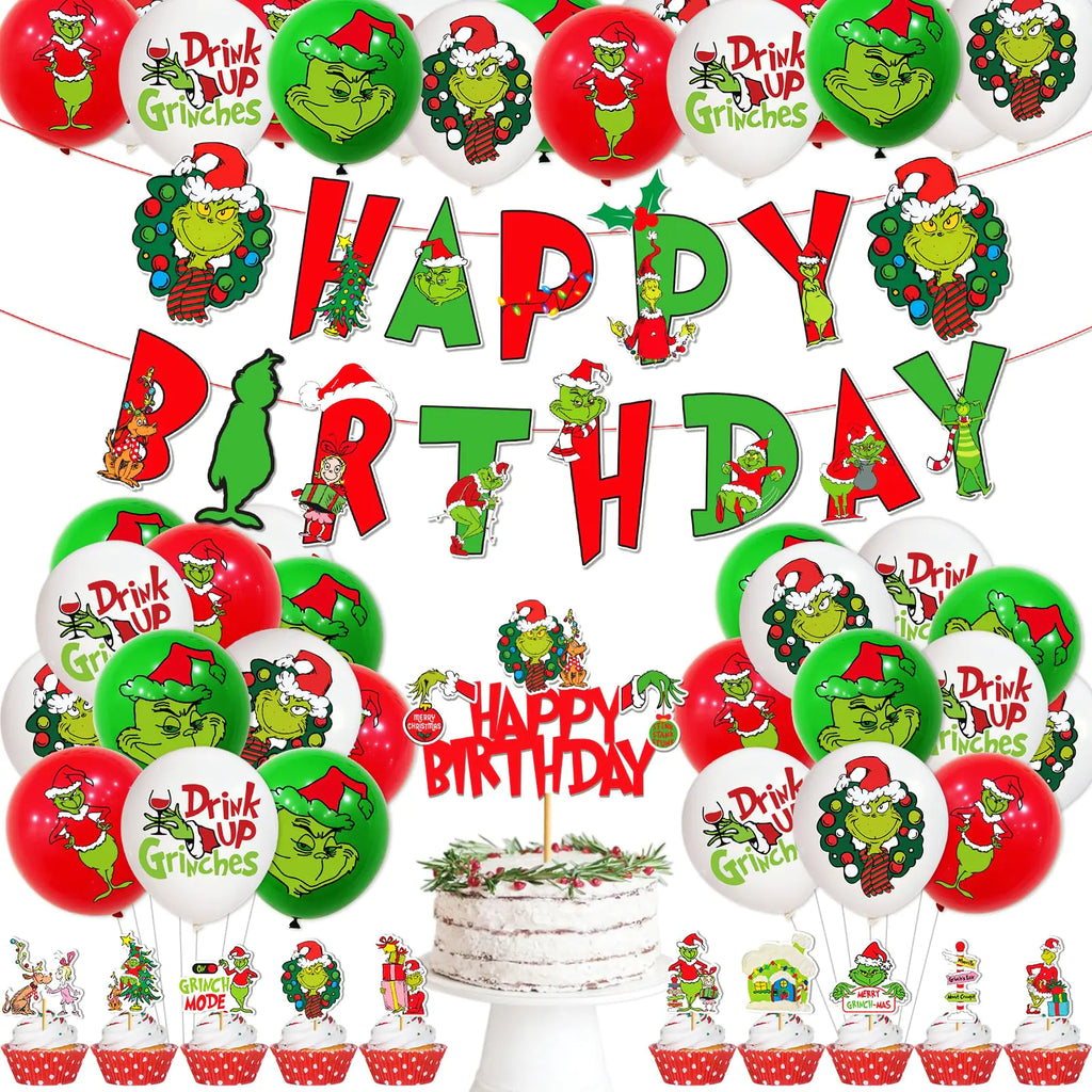 Christmas & Birthday Party Decorations – Balloons, Banner & Merry Birthday Set 46PCS