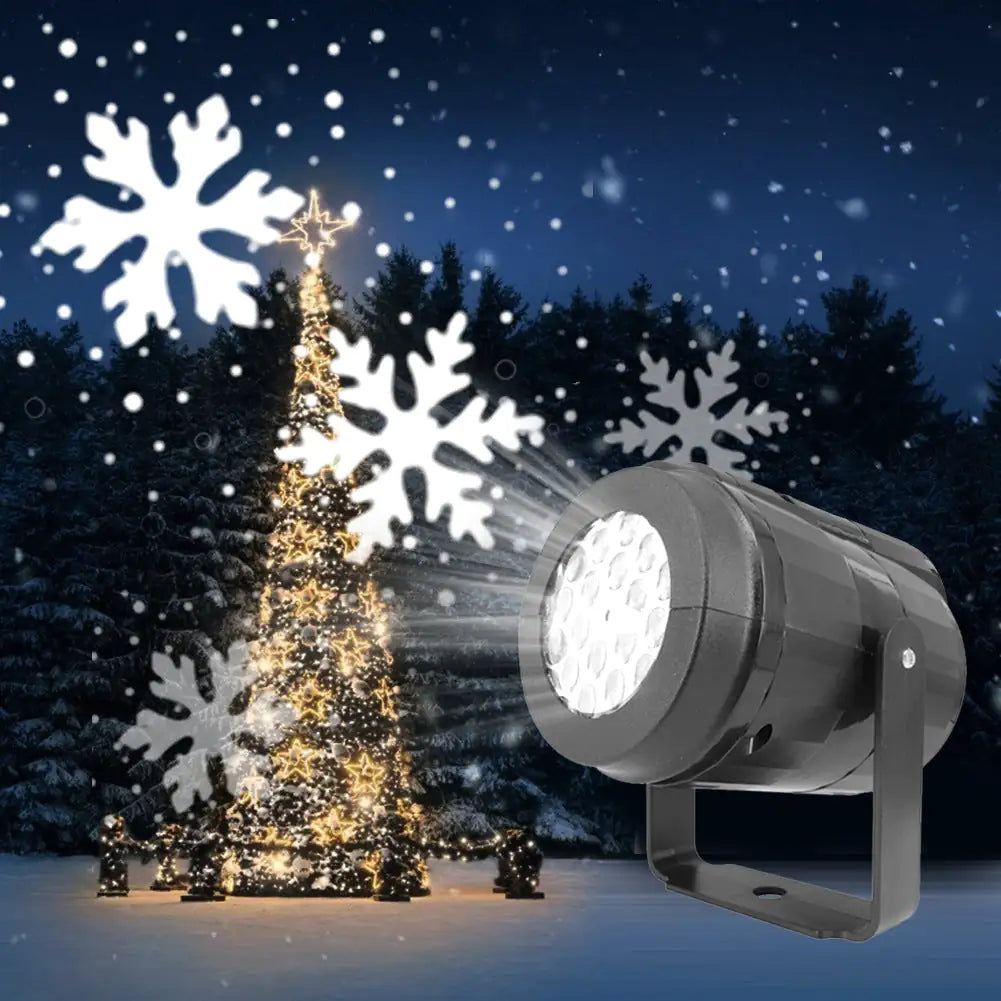 Christmas Snowflake Projector Light – LED Rotating Stage Lamp for Outdoor Holiday & Garden Décor