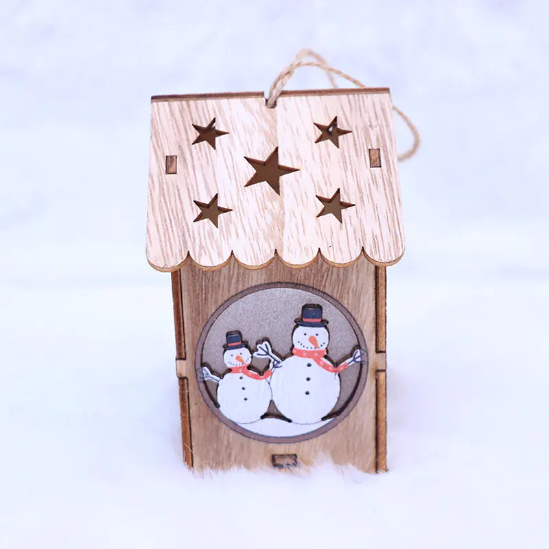 LED Mini Wooden House Night Light for Christmas Decor