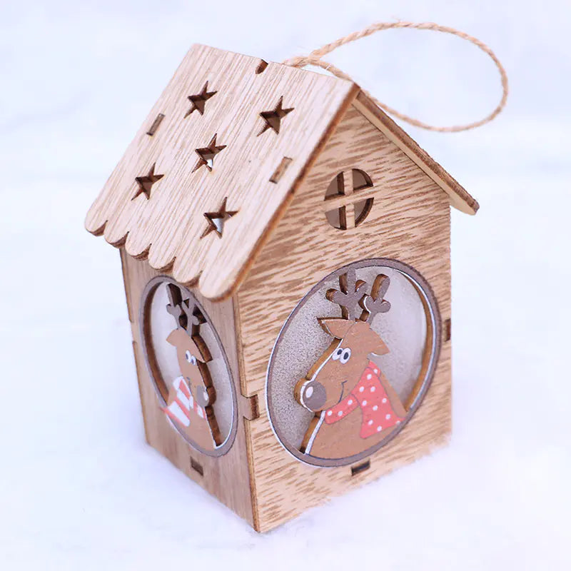 LED Mini Wooden House Night Light for Christmas Decor