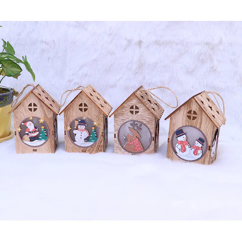 LED Mini Wooden House Night Light for Christmas Decor