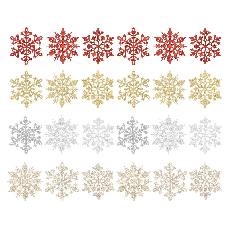 Glitter Snowflake Set for Christmas 10cm( 24 Piece)