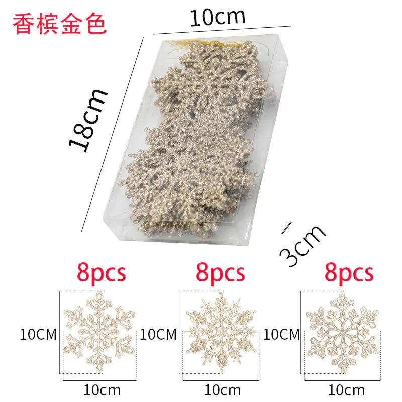 Glitter Snowflake Set for Christmas 10cm( 24 Piece)
