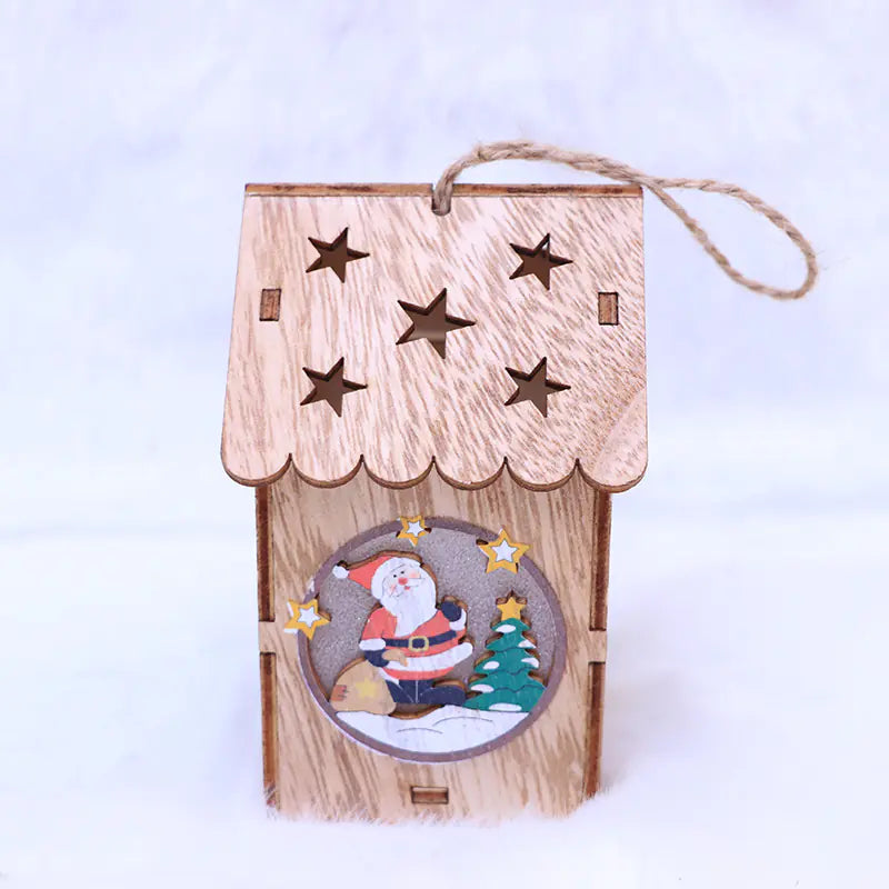 LED Mini Wooden House Night Light for Christmas Decor