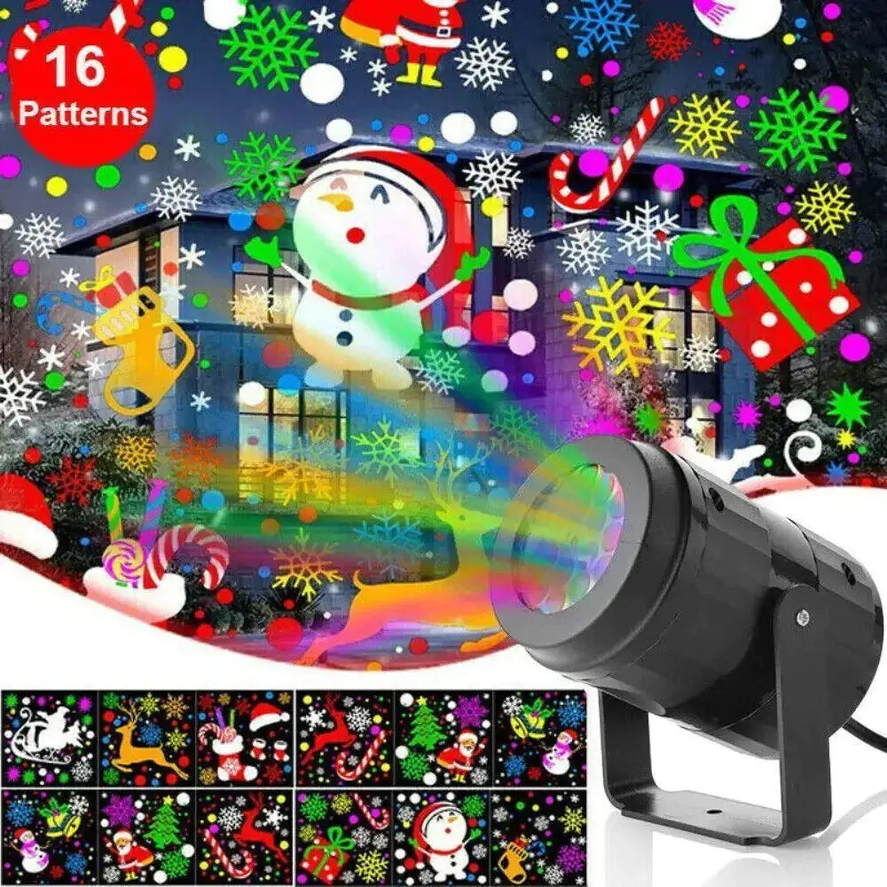 Christmas Snowflake Projector Light – LED Rotating Stage Lamp for Outdoor Holiday & Garden Décor