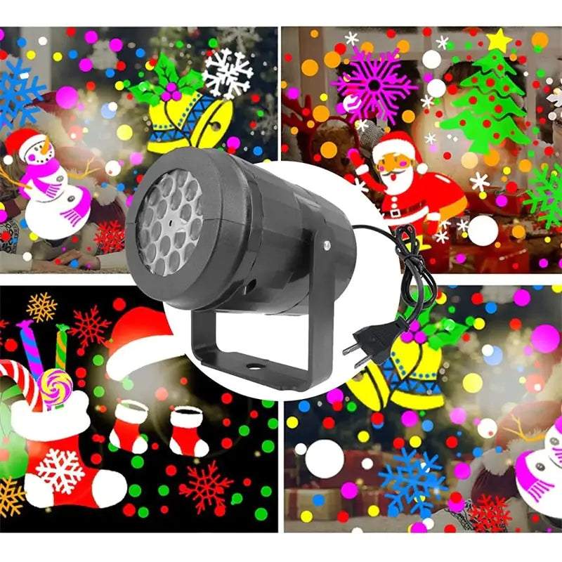 Christmas Snowflake Projector Light – LED Rotating Stage Lamp for Outdoor Holiday & Garden Décor