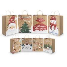 Christmas Kraft Gift Bags with Handles – 9x7.5x3.5” Holiday Goody Bags  28 Pack