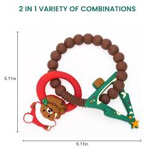 Christmas Silicone Teether Toys – Tree & Bear Rattle for Baby, Xmas Gifts for Toddlers 2Pcs