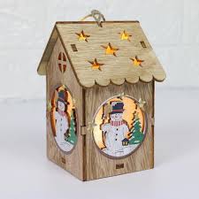 LED Mini Wooden House Night Light for Christmas Decor