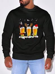 Men’s Christmas T-Shirt – Funny Long Sleeve Holiday Tee, XL, Black