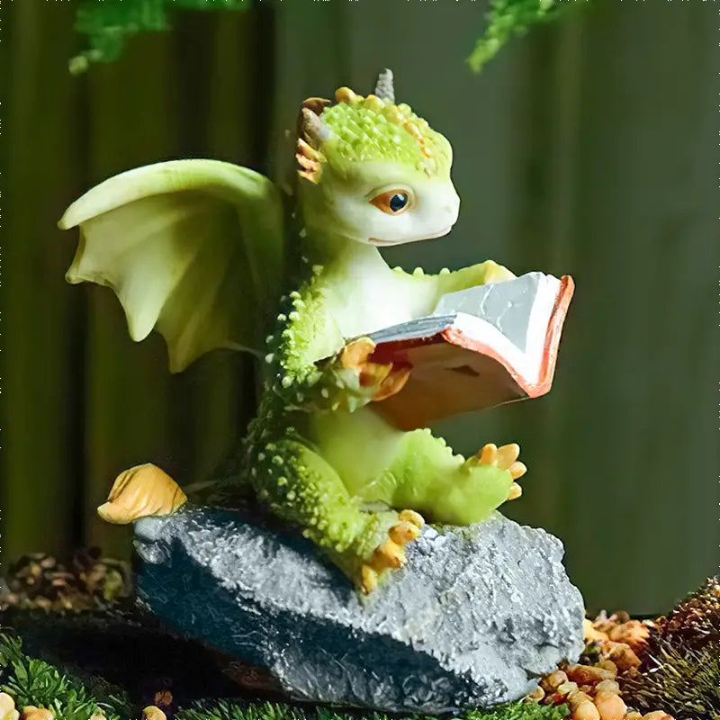 Cartoon Dinosaur Resin Reading Book Decor – Cute Home & Office Accent