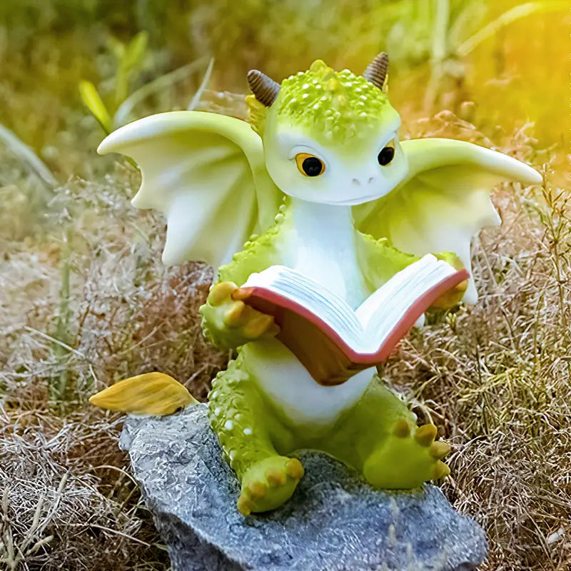Cartoon Dinosaur Resin Reading Book Decor – Cute Home & Office Accent