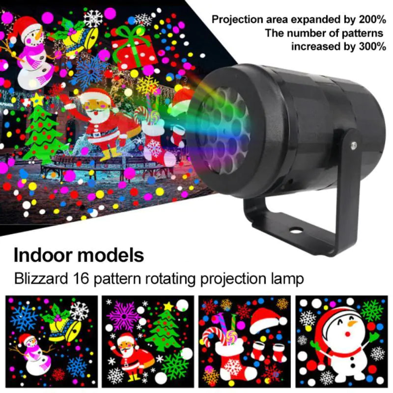 Christmas Snowflake Projector Light – LED Rotating Stage Lamp for Outdoor Holiday & Garden Décor