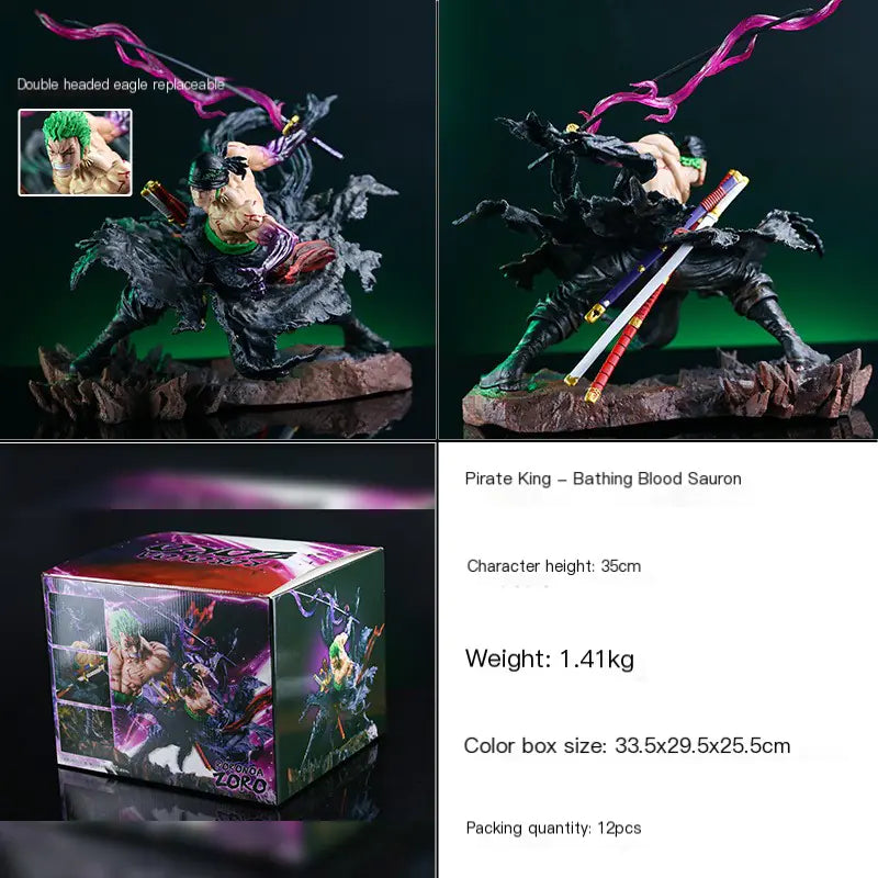 One Piece Roronoa Zoro Dual-Sword Action Figure – Anime Collectible Model